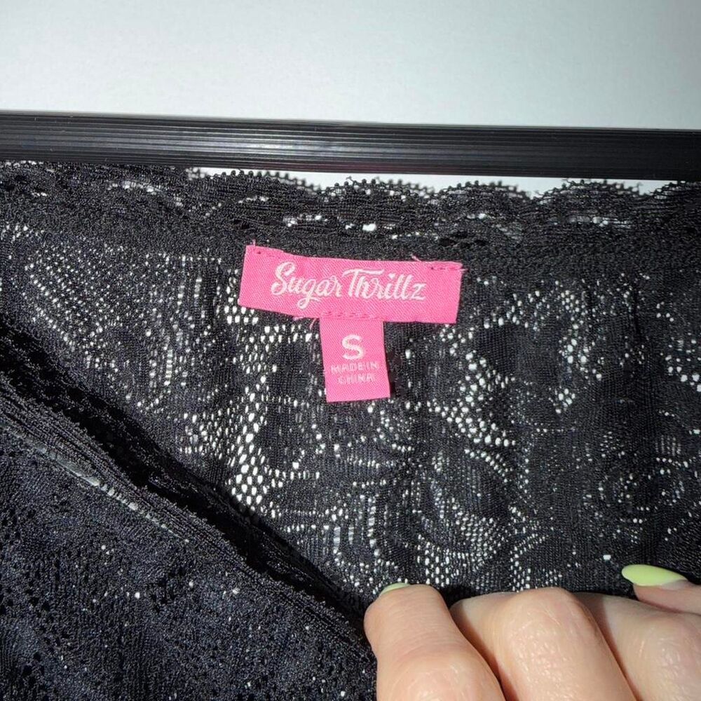 Sugar Thrillz Women's Black Lace Top - Picture 4 of 5